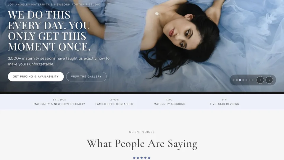 The Pod Photography maternity landing page